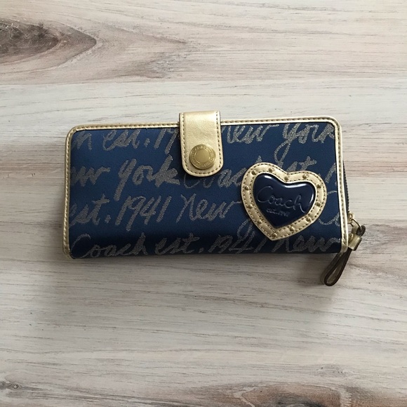 Coach Handbags - Rare Coach wallet New York blue and gold